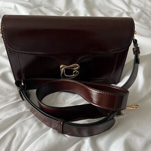 Chic Dark Brown Leather Crossbody Bag